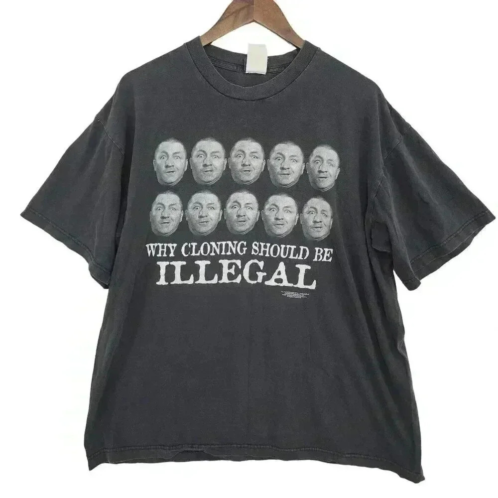Vtg The Three Stooges 1997 "Why Cloning Should Be Illegal" T-Shirt Men's L Black